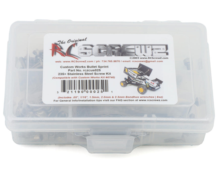 RC Screwz RCZCUS025 Custom Works Bullet Sprint Stainless Steel Screws Kit