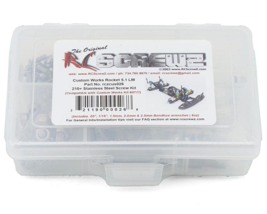 RC Screwz RCZCUS026 Custom Works Rocket 5.1 LM/Modified Stainless Steel Screws Kit