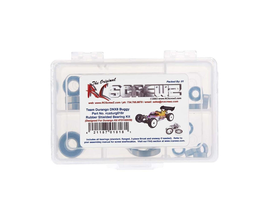 RC Screwz RCZDURG018R Team Durango DNX8 Rubber Shielded Bearing Kit