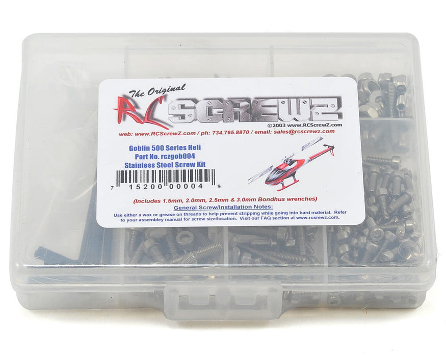 RC Screwz RCZGOB004 Goblin 500 Stainless Steel Screw Kit
