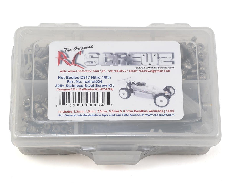 RC Screwz RCZHOT034 HB D817 Nitro Stainless Steel Screw Kit