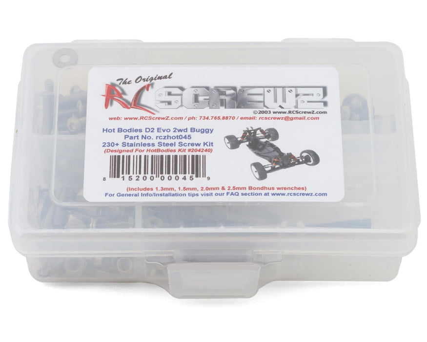 RC Screwz RCZHOT045 HB Racing D2 Evo 2wd 1/10th Stainless Steel Screw Kit