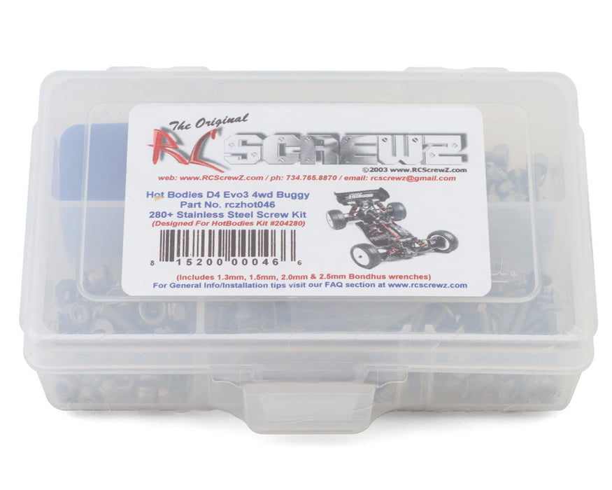 RC Screwz RCZHOT046 HB Racing D4 Evo3 4wd 1/10th Stainless Steel Screw Kit