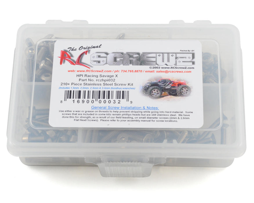 RC Screwz RCZHPI032 HPI Savage X Stainless Steel Screw Kit