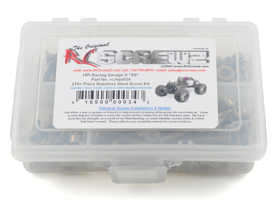 RC Screwz RCZHPI034 HPI Savage X SS Screw Set
