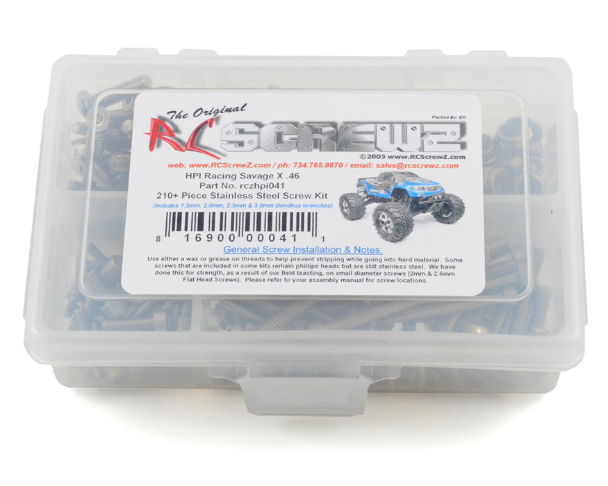 RC Screwz RCZHPI041 HPI Racing Savage X .46 Stainless Steel Screw Kit
