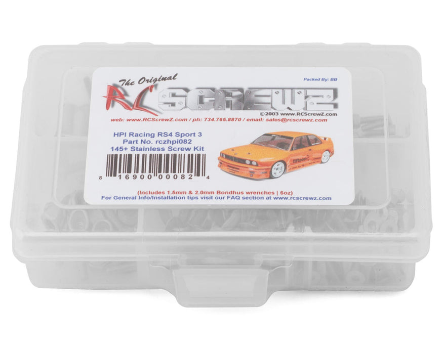 RC Screwz RCZHPI082 HPI Racing RS4 Sport 3 Stainless Steel Screw Kit