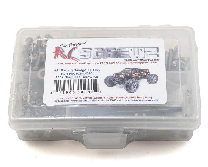RC Screwz RCZHPI090 HPI Savage XL Flux Stainless Steel Screw Kit