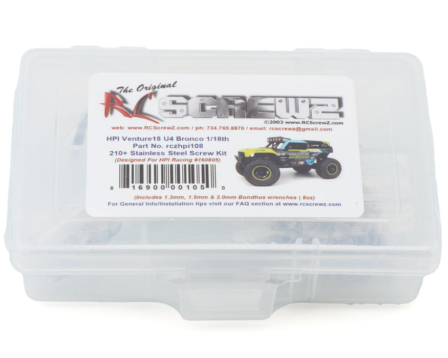 RC Screwz RCZHPI108 HPI Venture 18 U4 Stainless Steel Screws Kit