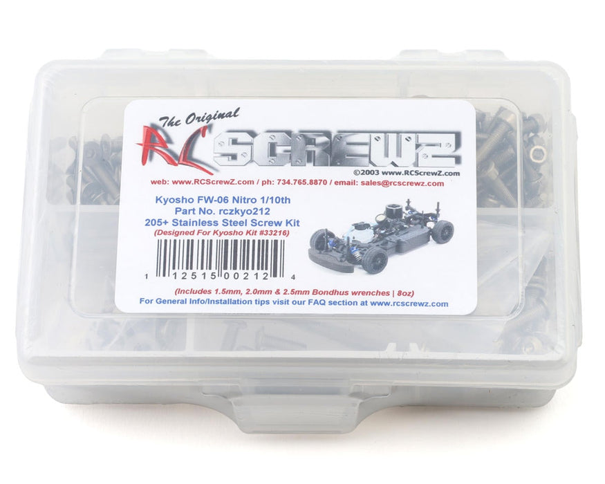 RC Screwz RCZKYO212 Kyosho FW-06 1/10 Nitro Touring Car Stainless Steel Screw Kit