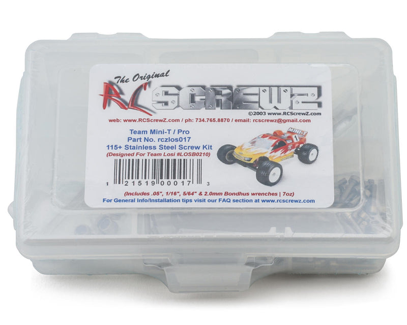 RC Screwz RCZLOS017 Losi® Mini-T™ 2.0 Stainless Steel Screw Kit