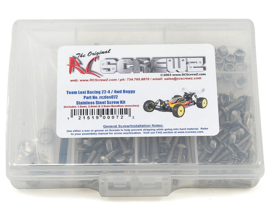 RC Screwz RCZLOS072 TLR 22-4 4wd Buggy Stainless Steel Screw Kit
