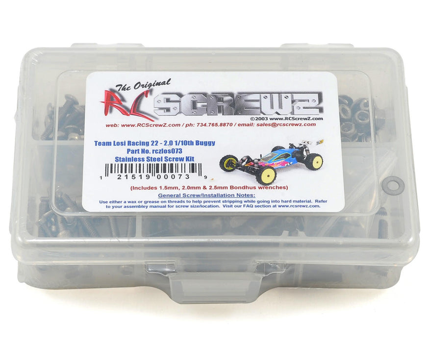 RC Screwz RCZLOS073 TLR 22 2.0 2wd Buggy Stainless Steel Screw Kit