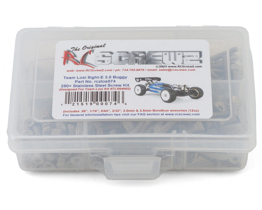 RC Screwz RCZLOS074 TLR 8IGHT-E 3.0 Buggy Stainless Steel Screw Kit