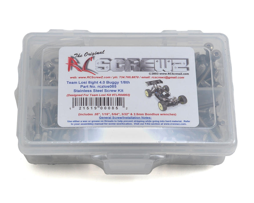 RC Screwz RCZLOS085 TLR 8IGHT 4.0 1/8th Buggy Stainless Screw Kit