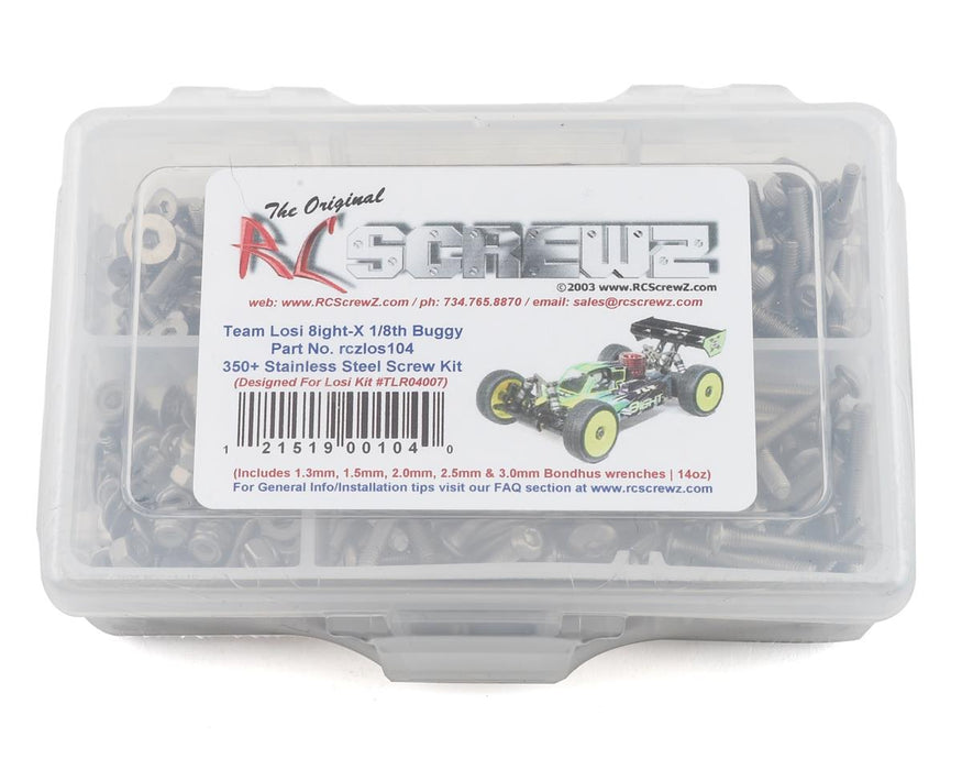 RC Screwz RCZLOS104 TLR 8IGHT-X Stainless Steel Screw Kit