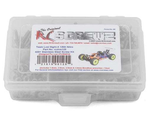 RC Screwz RCZLOS125 Team Losi 8IGHT X Nitro Stainless Steel Screw Kit