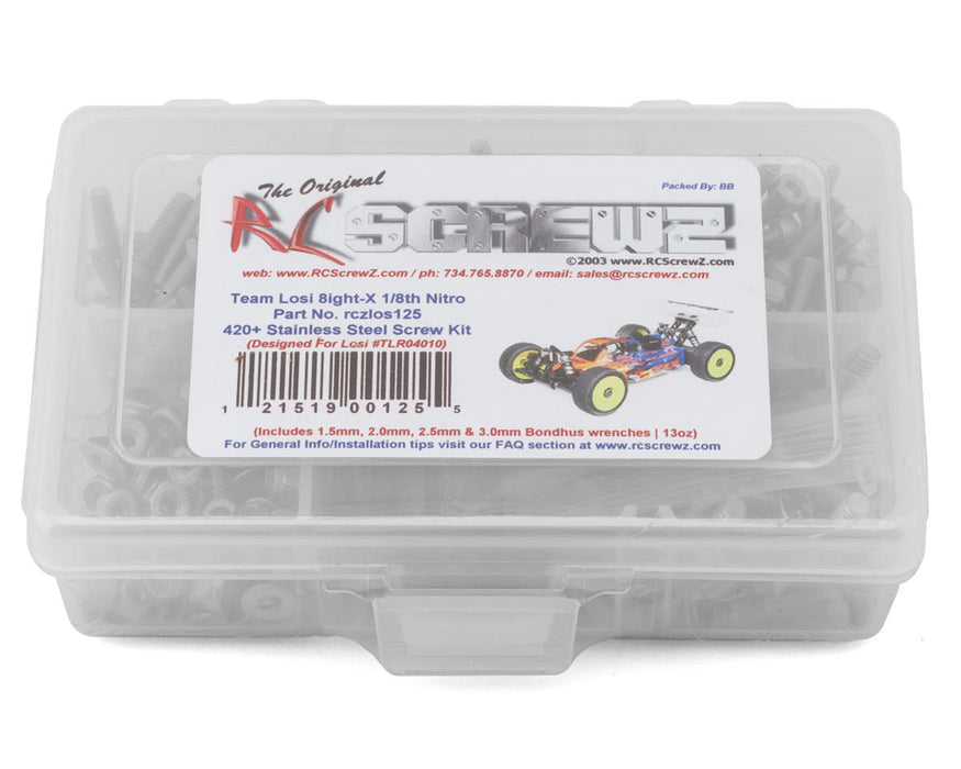 RC Screwz RCZLOS125 Team Losi 8IGHT X Nitro Stainless Steel Screw Kit
