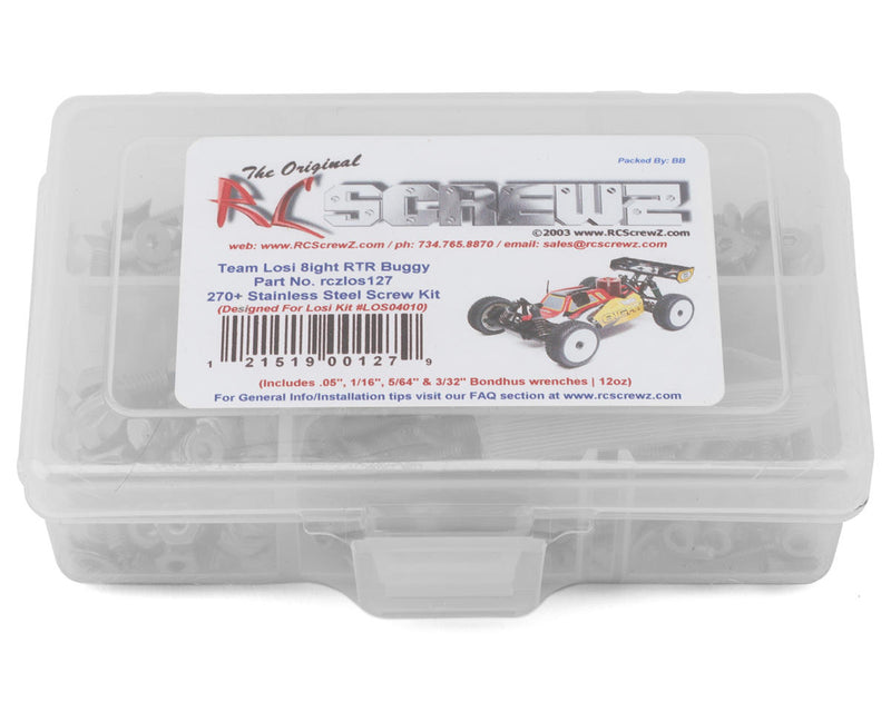 RC Screwz RCZLOS127 Team Losi 8IGHT 4WD RTR Stainless Steel Screw Kit