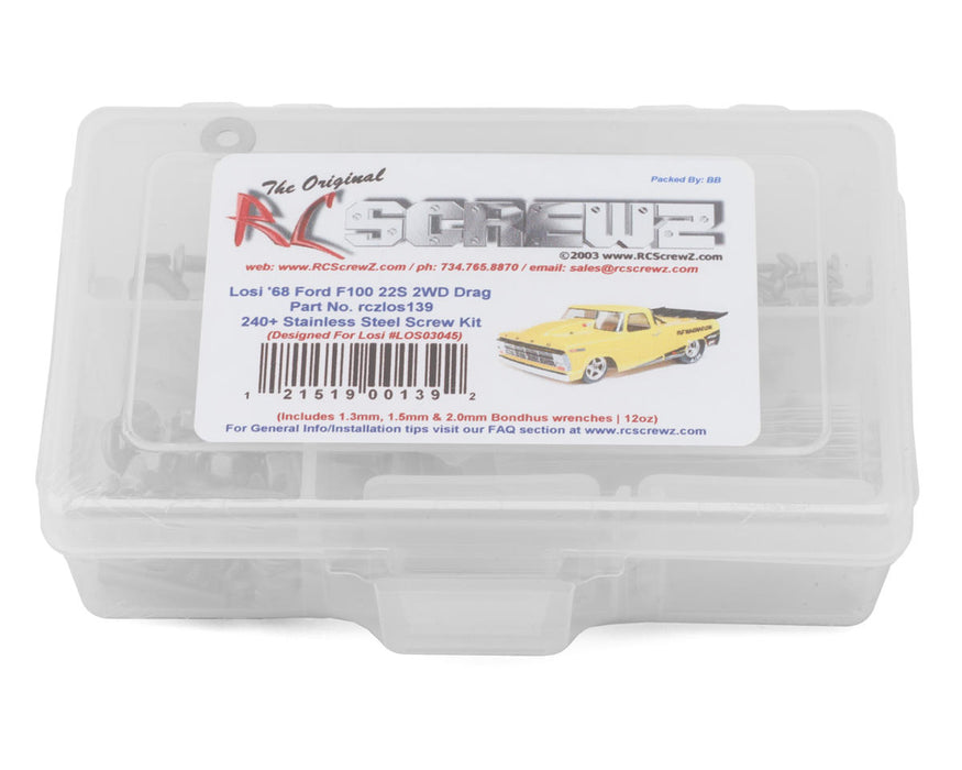 RC Screwz RCZLOS139 Team Losi 68 Ford F100 22S No Pre Drag Truck Stainless Steel Screw Kit