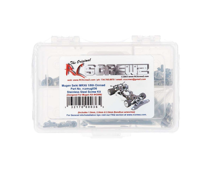 RC Screwz RCZMUG036 Mugen Seiki MRX6 1/8 4WD Stainless Screw Kit