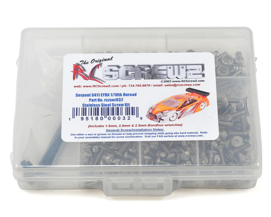 RC Screwz RCZSER032 Serpent 411 Eryx 1/10th Onroad Stainless Steel Screw Kit