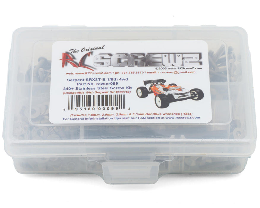 RC Screwz RCZSER099 Serpent SRX8T-E Stainless Steel Screws Kit