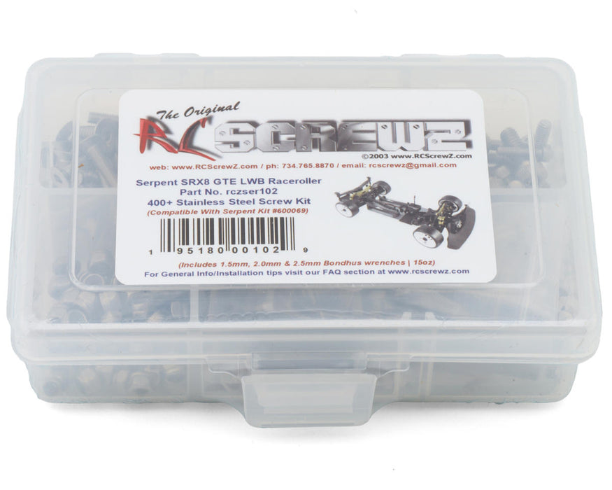 RC Screwz RCZSER102 Serpent SRX8 GTE LWB Stainless Steel Screws Kit