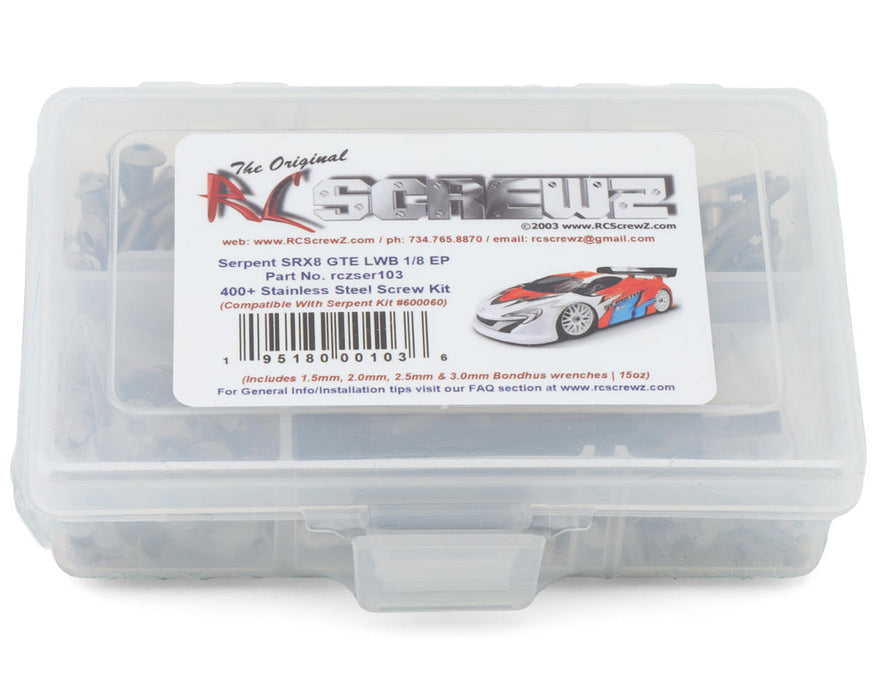 RC Screwz RCZSER103 Serpent SRX8 GTE LWB RTR Stainless Steel Screws Kit