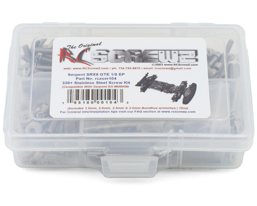 RC Screwz RCZSER104 Serpent SRX8 GTE Stainless Steel Screws Kit