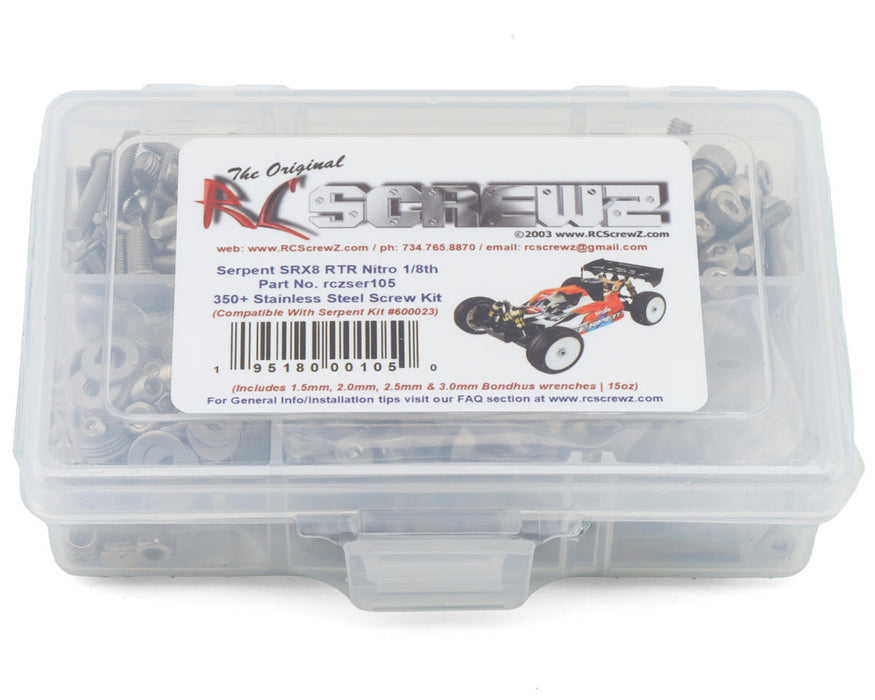 RC Screwz RCZSER105 Serpent SRX8 RTR Stainless Steel Screws Kit