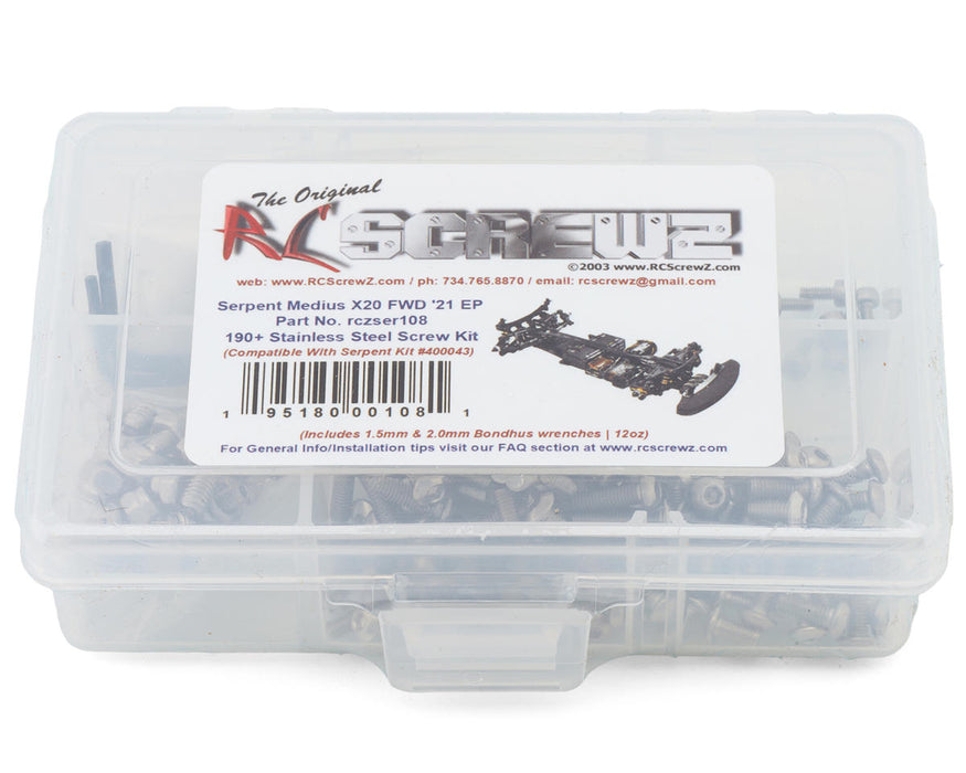 RC Screwz RCZSER108 Serpent Medius X20 FWD EP 2021 Stainless Steel Screw Kit