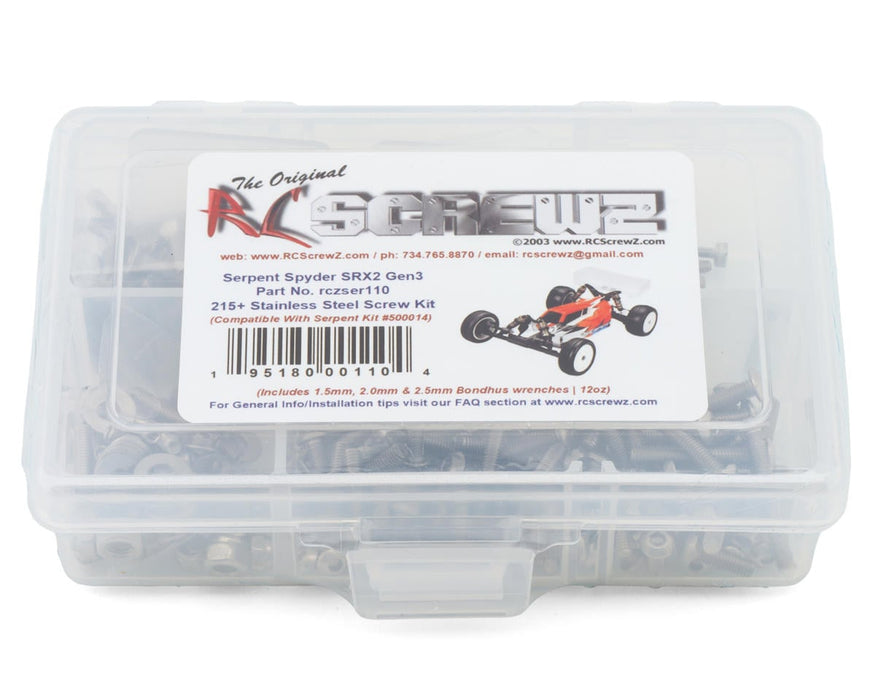 RC Screwz RCZSER110 Serpent Spyder SRX-2 Gen3 Team Carpet Stainless Steel Screws Kit