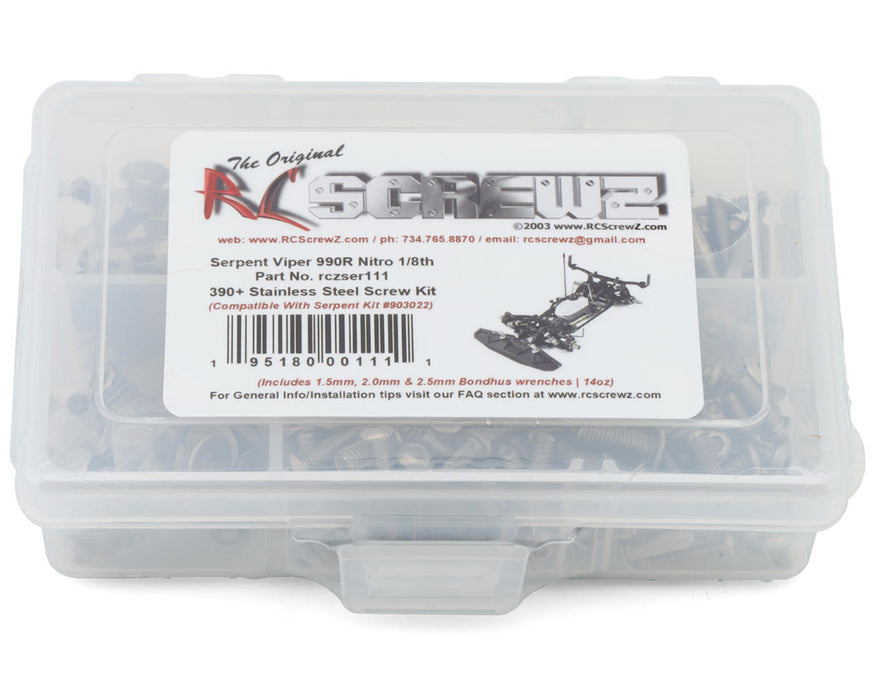 RC Screwz RCZSER111 Serpent Viper 990R Nitro Stainless Steel Screws Kit