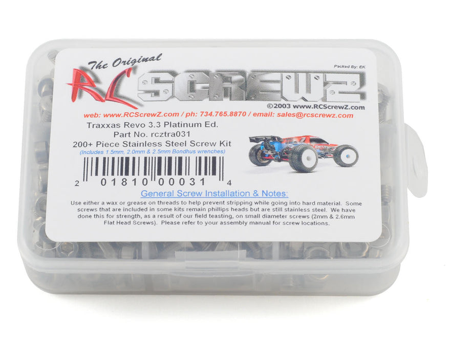 RC Screwz RCZTRA031 Stainless Steel Screw Kit for Traxxas Revo Platinum Edition