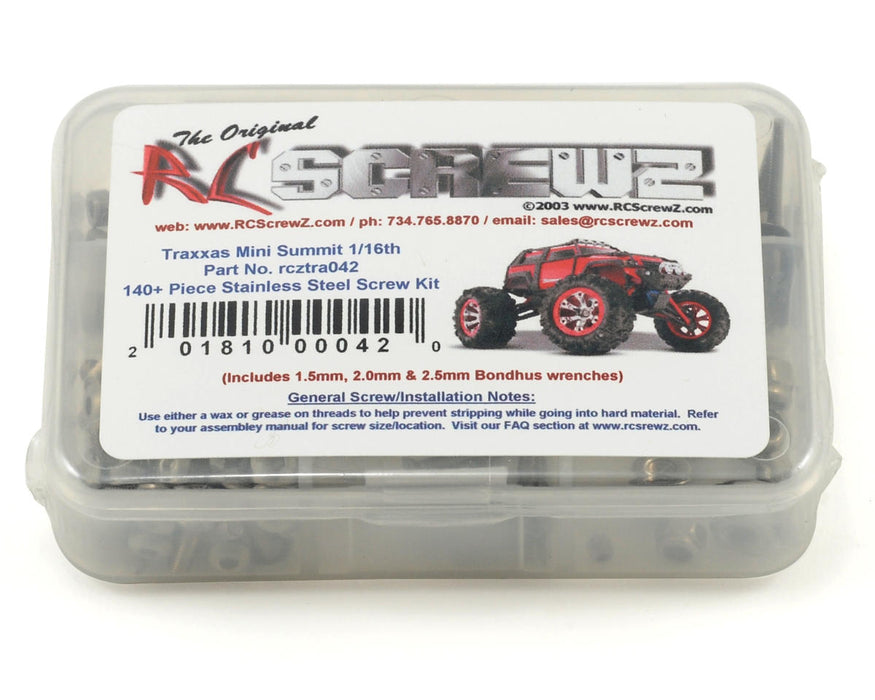 RC Screwz RCZTRA042 Stainless Steel Screw Kit for Traxxas Mini Summit 1/16th