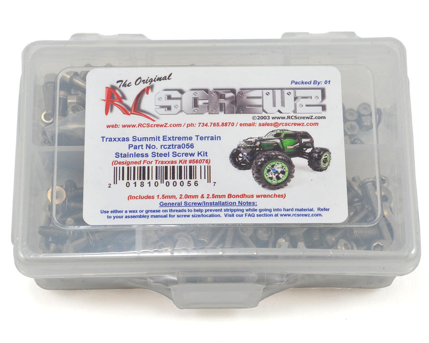 RC Screwz RCZTRA056 Stainless Steel Screw Kit for Traxxas Summit Extreme