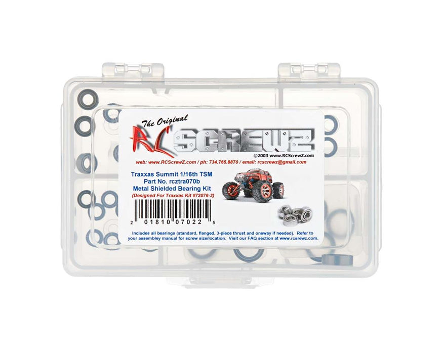 RC Screwz RCZTRA070B Metal Shielded Bearing Kit For Traxxas® 1/16 Summit® TSM®