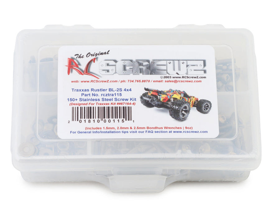 RC Screwz RCZTRA115 Stainless Steel Screw Kit for Traxxas Rustler BL-2S 4x4