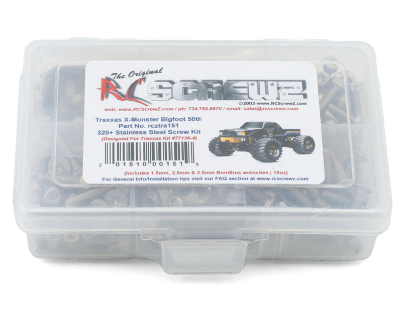 RC Screwz RCZTRA151 Stainless Steel Screw Kit for Traxxas® X-Maxx® X-Monster Bigfoot® 50th