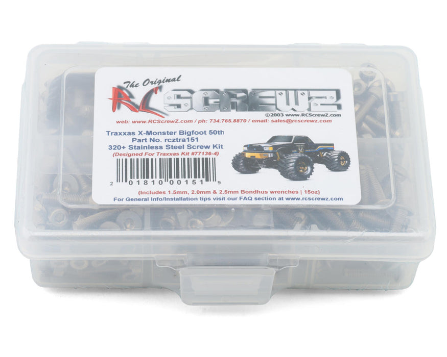 RC Screwz RCZTRA151 Stainless Steel Screw Kit for Traxxas® X-Maxx® X-Monster Bigfoot® 50th