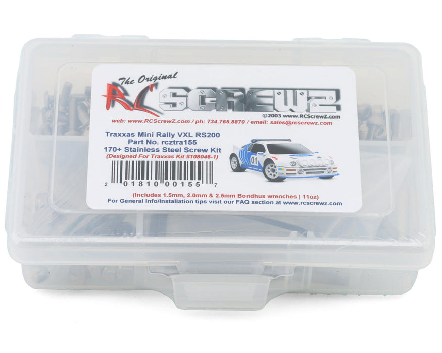 RC Screwz RCZTRA155 Stainless Steel Screw Kit for Traxxas® RS200® Mini Rally VXL