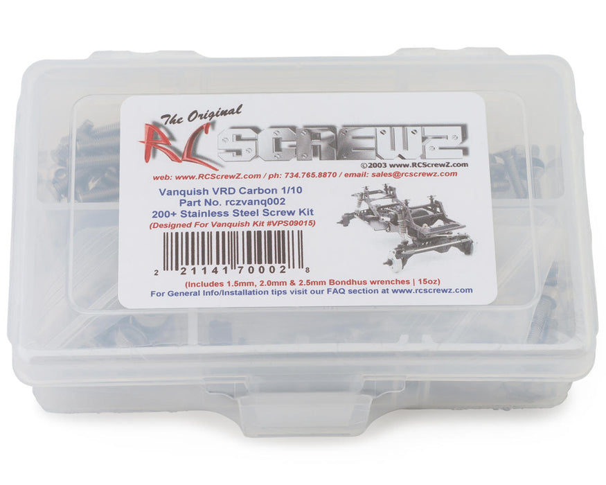 RC Screwz RCZVANQ002 Vanquish VRD Carbon Stainless Steel Screw Kit
