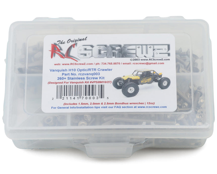 RC Screwz RCZVANQ003 Vanquish H10 Optic Crawler Stainless Steel Screw Kit