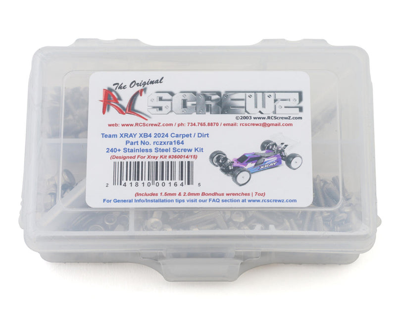 RC Screwz RCZXRA164 Team XRAY XB4 2024 Stainless Steel Screw Kit (Carpet/Dirt)