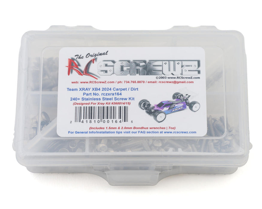 RC Screwz RCZXRA164 Team XRAY XB4 2024 Stainless Steel Screw Kit (Carpet/Dirt)