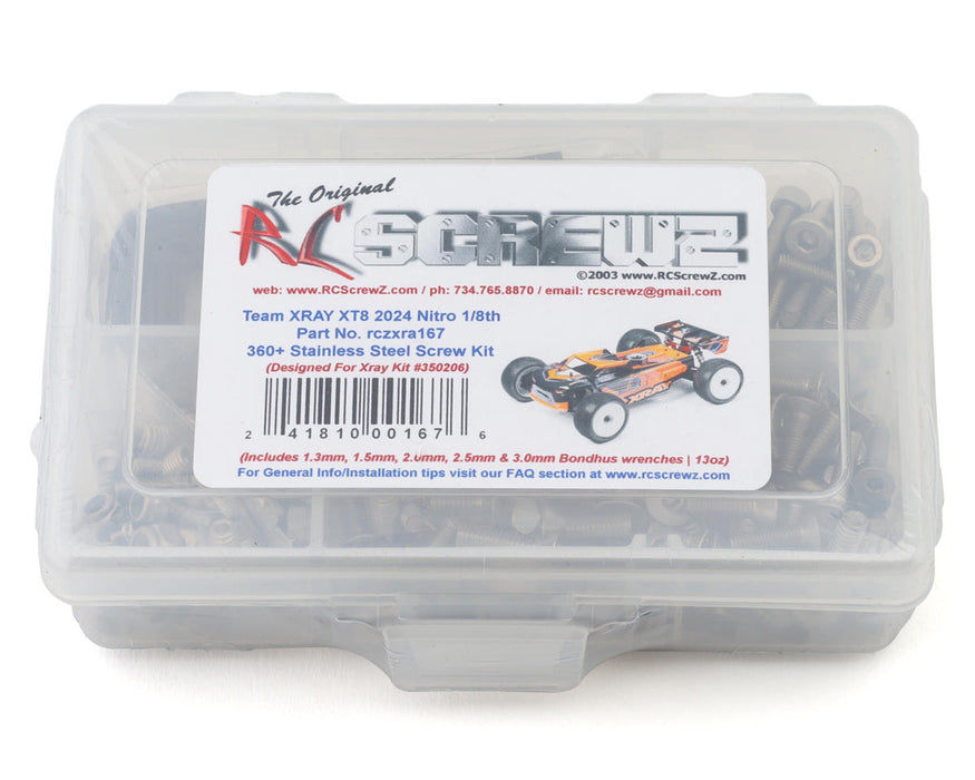 RC Screwz RCZXRA167 Team XRAY XT8 2024 1/8 Nitro Truggy Stainless Steel Screw Kit
