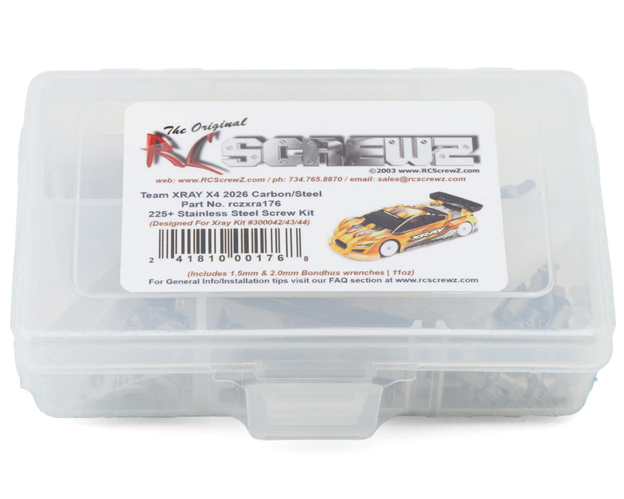 RC Screwz RCZXRA176 Xray X4 '26 Carbon Steel/Stainless Steel Screws Kit