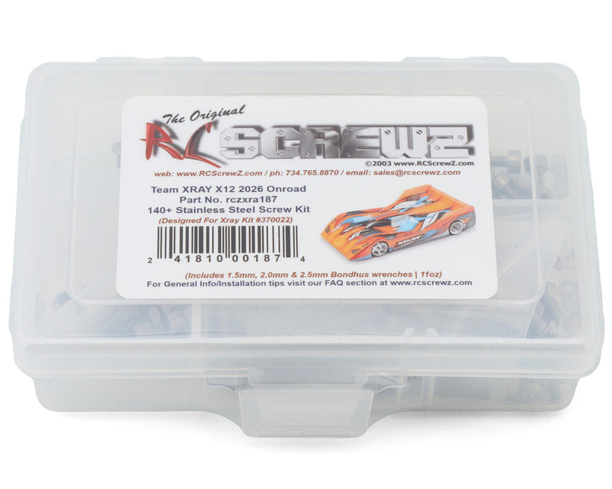 RC Screwz RCZXRA187 Xray X12 2026 Stainless Steel Screws Kit