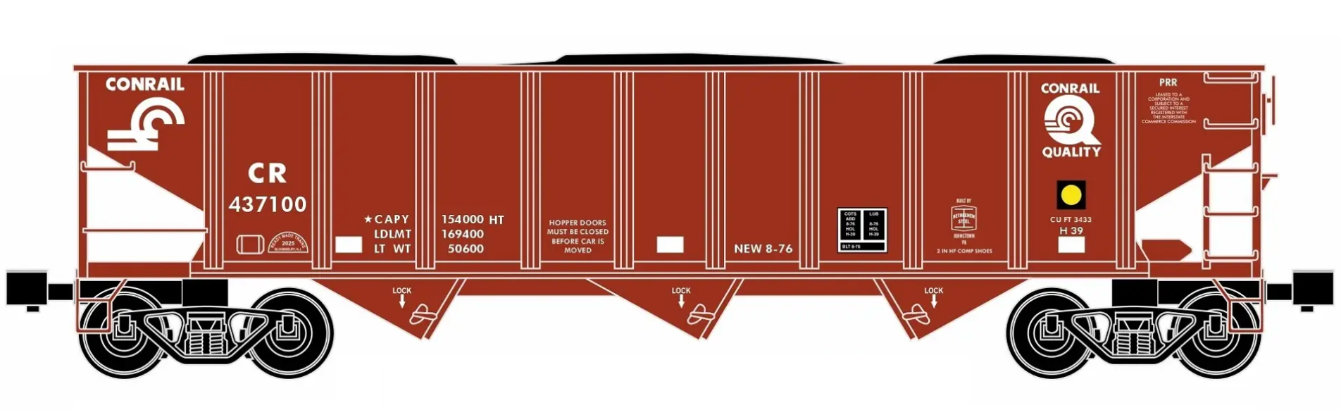 Ready Made Trains (RMT) 66205 O Gauge 70 Ton Hopper Car Conrail CR